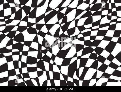 Abstract distorted checker board art pattern background. Vector illustration art backdrop Stock Vector