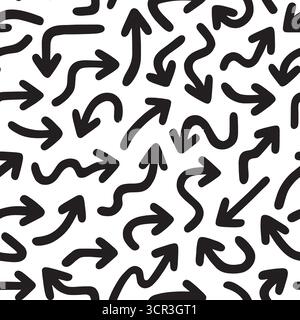 Doodle arrow seamless pattern. Vector illustration flat design background. Stock Vector