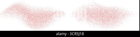 Noise gradation red peppers fly spot shapes set. Grainy texture paprika splash splodges elements. Wide dotwork forms. Vector gritty wavy lines. Grunge Stock Vector