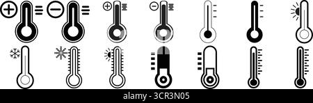Thermometer Icons Set for Temperature, Weather and Climate Symbols Stock Vector