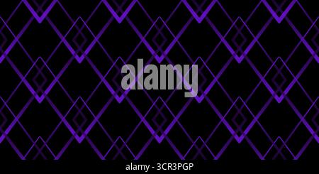 Magical gradient purple black geometry seamless pattern. Dark halloween psychedelic ornament. Holiday mosaic of vanishing violet squares on black back Stock Vector