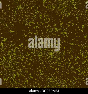 Abstract seamless pattern of earth colors. Many small green paint splashes on dark brown background. Minimalist background with different spots. Decor Stock Vector