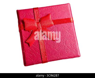 Red gift box isolated on white background Stock Photo