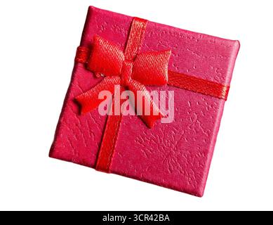 Red gift box isolated on white background Stock Photo