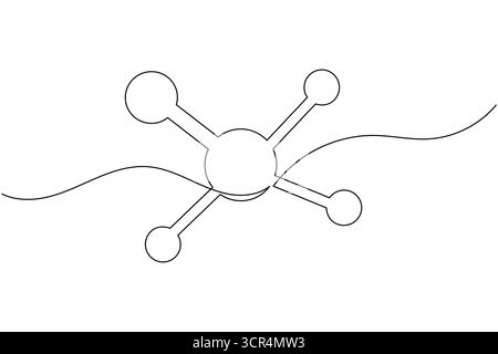 Molecule structure continuous one line drawing chemistry science vector illustration Stock Vector