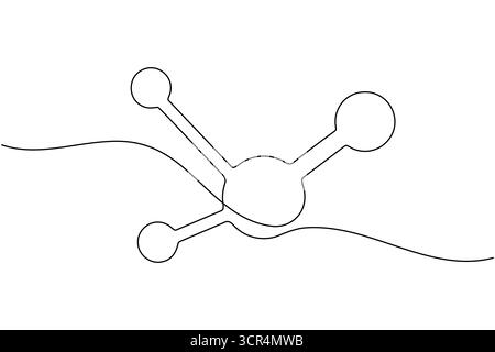 Molecule structure continuous one line drawing chemistry science vector illustration Stock Vector