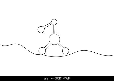 Molecule structure continuous one line drawing chemistry science vector illustration Stock Vector