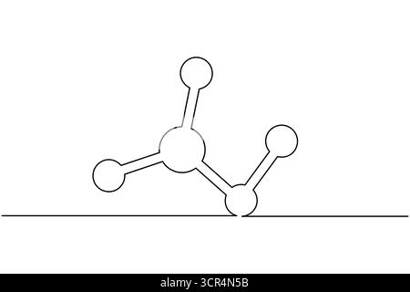 Molecule structure continuous one line drawing chemistry science vector illustration Stock Vector