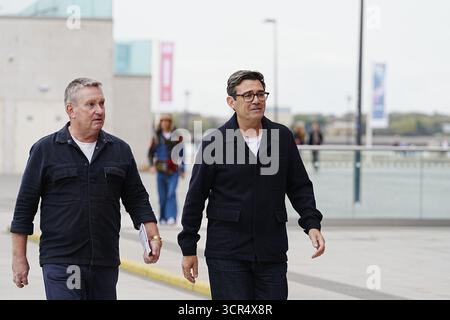 Mayor of Greater Manchester Andy Burnham arriving for a recording of Guardian newspaper podcast at Nova Scotia Restaurant during the Labour Party Conference in Liverpool. Picture date: Monday September 29, 2025. Stock Photo