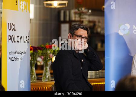 Mayor of Greater Manchester Andy Burnham attends a recording of Guardian newspaper podcast at Nova Scotia Restaurant during the Labour Party Conference in Liverpool. Picture date: Monday September 29, 2025. Stock Photo
