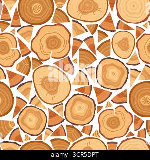 Cutting down trees, felling logs, wood shavings seamless pattern. Decor textile, wrapping paper, wallpaper. Print for fabric. Forest materials Stock Vector