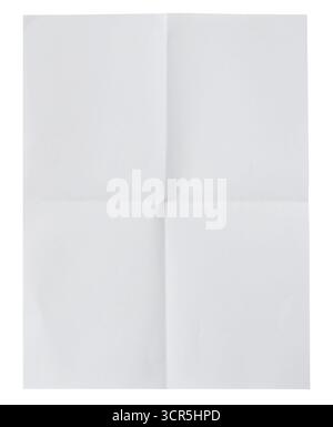 Opened white folded paper sheet isolated on transparent background. Blank page letter mockup. Empty document template. Cut out graphic object Stock Photo