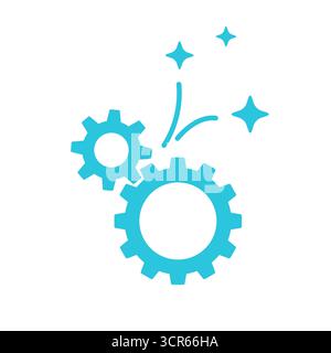 Idea, gears icon, Isolated on white background. Blue icon set. Stock Vector