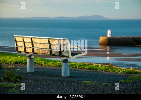 Sunset at Whitehaven Harbour, Cumbria, England. Stock Photo