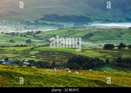 Sunrise in the countryside near Keswick, Cumbria. Lake District National Park. Stock Photo