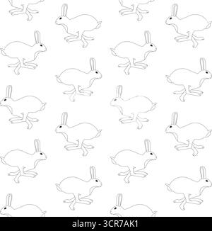 Seamless pattern with cute hare in childish style with smile muzzle and ...