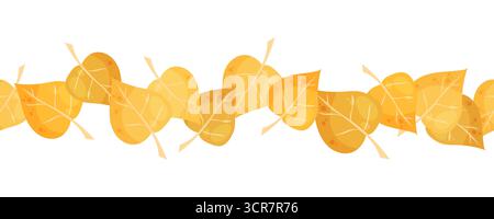 Seamless border with aspen leaves on top and bottom Stock Vector