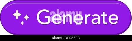 Purple AI generate button with stars and 3D styling vector Stock Vector