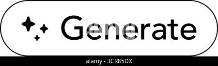 Flat design AI generate button with stars icon and transparent background in vector Stock Vector