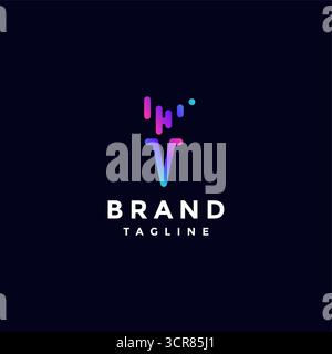 Simple Colorful Torch Digital Lines Logo Design. Simple Colorful Torch Lines Logo Design. Stock Vector