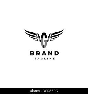 Simple Winged Initial Letter G Logo Design. Wings On Side Of Wheel Initial G Letter Logo Design. Stock Vector
