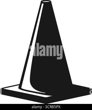 Traffic cone or witches hat icon used for public safety in black silhouette vector Stock Vector