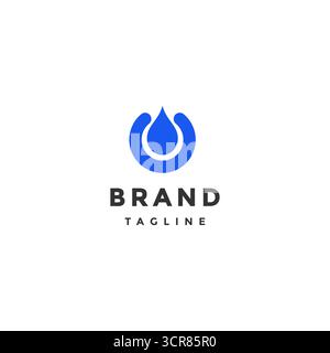 Simple Water Drop Hugging Symbol Logo Design. Water Drop In Curved Line Hugging Symbol Logo Design. Stock Vector