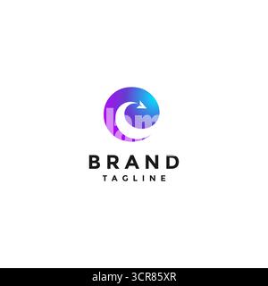 Simple Happy Travel Journey Logo Design. Triangle Gliding In Circle Forming Letter E Logo Design. Stock Vector