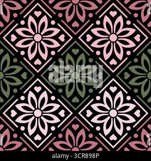 Abstract floral pattern, regular geometric order, seamless vector, muted colors Stock Vector