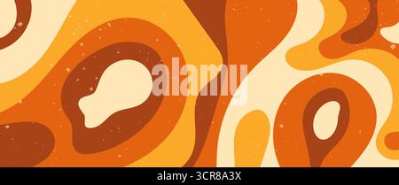 Zebra groovy color Y2K shapes. Abstract horizontal background. Stock Vector