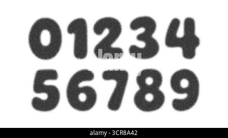 Spray paint graffiti numbers with photocopy grain texture. Stencil style digits 0 9 for urban poster, retro design, hip hop and street art. Isolated Stock Vector