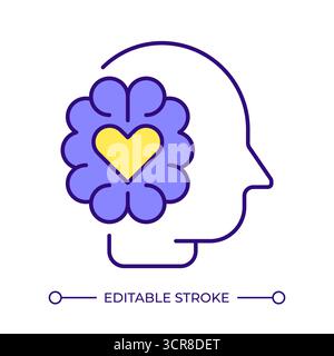 Emotional intelligence line color icon Stock Vector