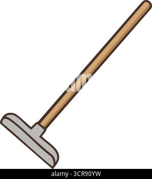 A reliable hoe with a flat metal blade and long handle ideal for weeding and cultivating beds Stock Vector