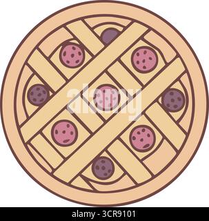 A classic pie with crisscross pastry strips over a juicy berry filling in a round pan Stock Vector
