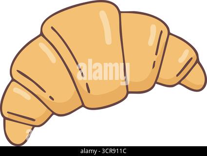 A golden crescent pastry showing airy laminated layers and a tender curve Stock Vector