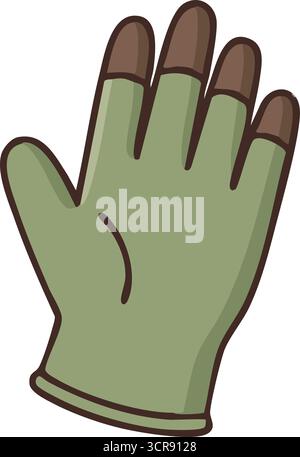 A pair of soft protective garden gloves in sage green with darker fingertips and wrist cuffs Stock Vector