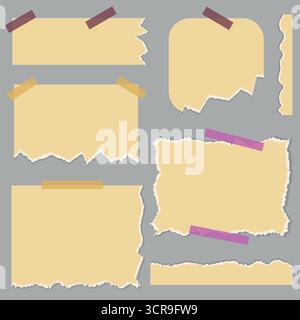 Set of vector realistic stickers with torn edges Stock Vector