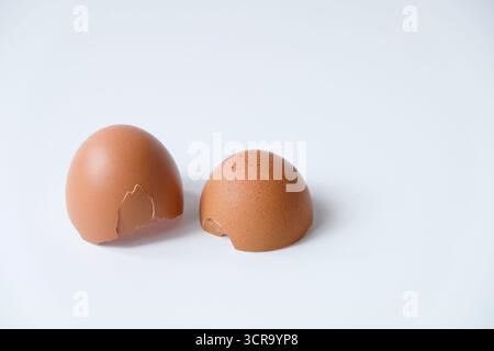 Broken egg shell isolated on white background Stock Photo