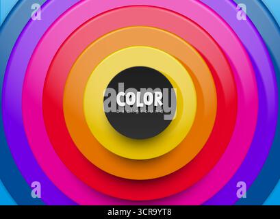 Abstract 3D background with vibrant circular layers, gradient color, and glossy effect. Vector modern design template for web design, presentations Stock Vector