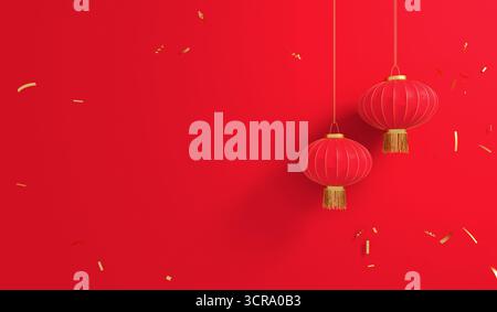 Red Chinese lanterns with gold tassels hanging in a temple Guangzhou ...