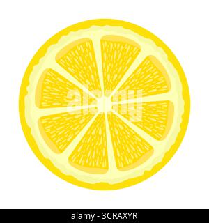 Fresh Lemon Slice Illustration. Perfect for food, drink, health, summer and fresh produce concepts. Ideal for packaging, logos, menus, posters. Stock Vector