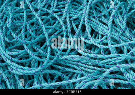 blue nylon rope abstract pattern Stock Photo