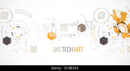 Abstract background. Scientific and technological concept with the use of technical elements formed in the shape of a circle. Vector Stock Vector