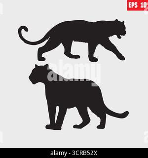 Black panther vector Silhouette on white background Stock Vector