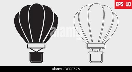 Hot air balloon silhouette vector illustration. Stock Vector