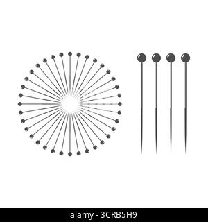 Isolated Set of Straight pin for Sewing Fashion Clothing Accessory Icon Illustration Design Vector Stock Vector