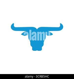 Simple Minimalist Angus Cow Bull Buffalo Longhorn Bison Head Silhouette Symbol Illustration Vector Stock Vector