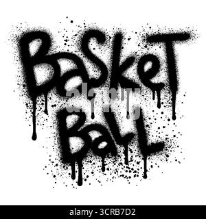 graffiti Basketball text sprayed in black over white. Stock Vector