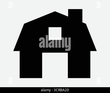 Barn House Icon Farming Storage Structure Black Shape Silhouette Property Construction Rural Real Estate Farm Farmhouse Ranch Roof Sign Symbol Stock Vector