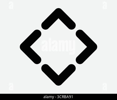 Up Down Left Right Arrow Diamond Square Shape Icon Arrowhead Pointer Pointing North South East West Direction Compass Navigation Line Symbol Sign Stock Vector